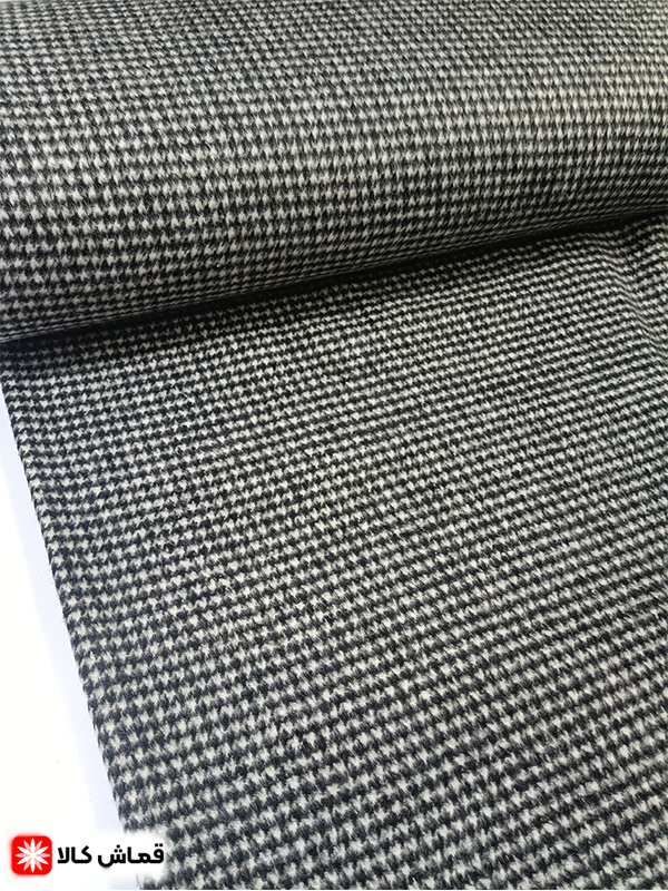 پارچه-چهارخونه-مشکی-سفیدموهرپشمی-قماش-کالا