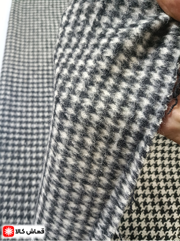 پارچه-چهارخونه-مشکی-سفیدموهرپشمی-قماش-کالا